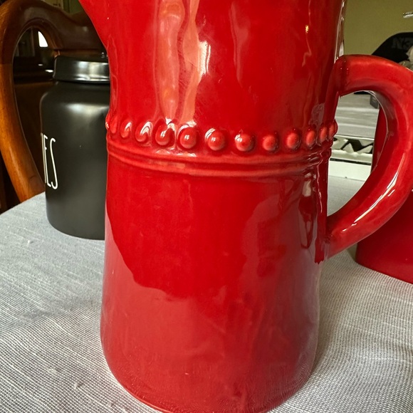 Red Ceramic Pitcher - Picture 2 of 8